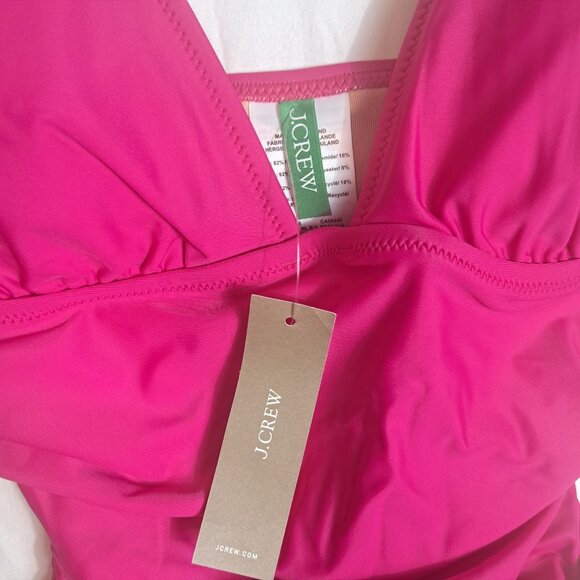 NWT J. Crew Long-Torso Ruched V-Neck One-Piece Swim Radiant Fuchsia Pink Size 4 - Picture 6 of 11